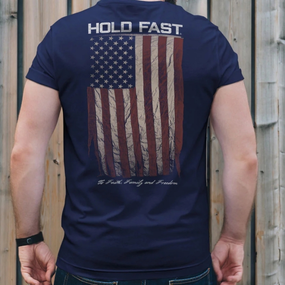Hold Fast T-Shirt Mens XL Blue American Flag Patriotic 4th Of‎ July